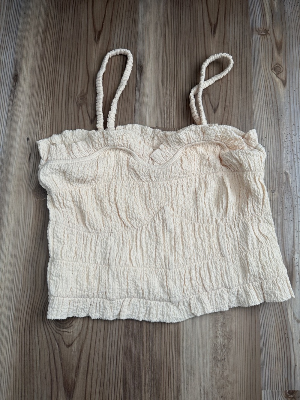 Lush Cream Smocked Spaghetti Strap Cami